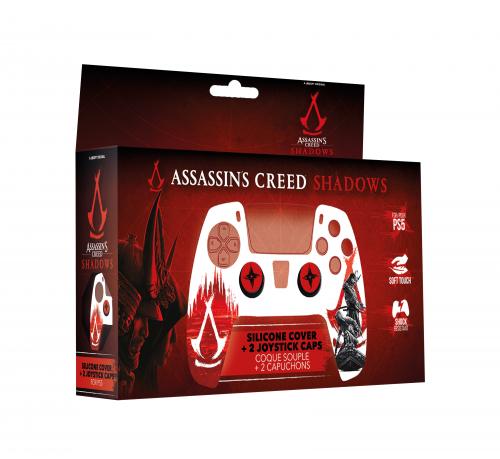 image Coque Silicone + grips pour Manette PS5 - Assassin's Creed Shadows (Red) 